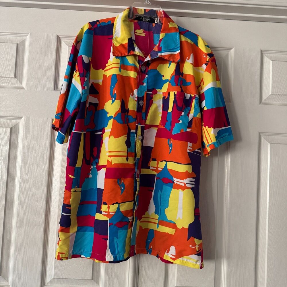 Aptro Mens 4XL Colorful Tropical Beach Button Up Shirt Short Sleeve Vacation